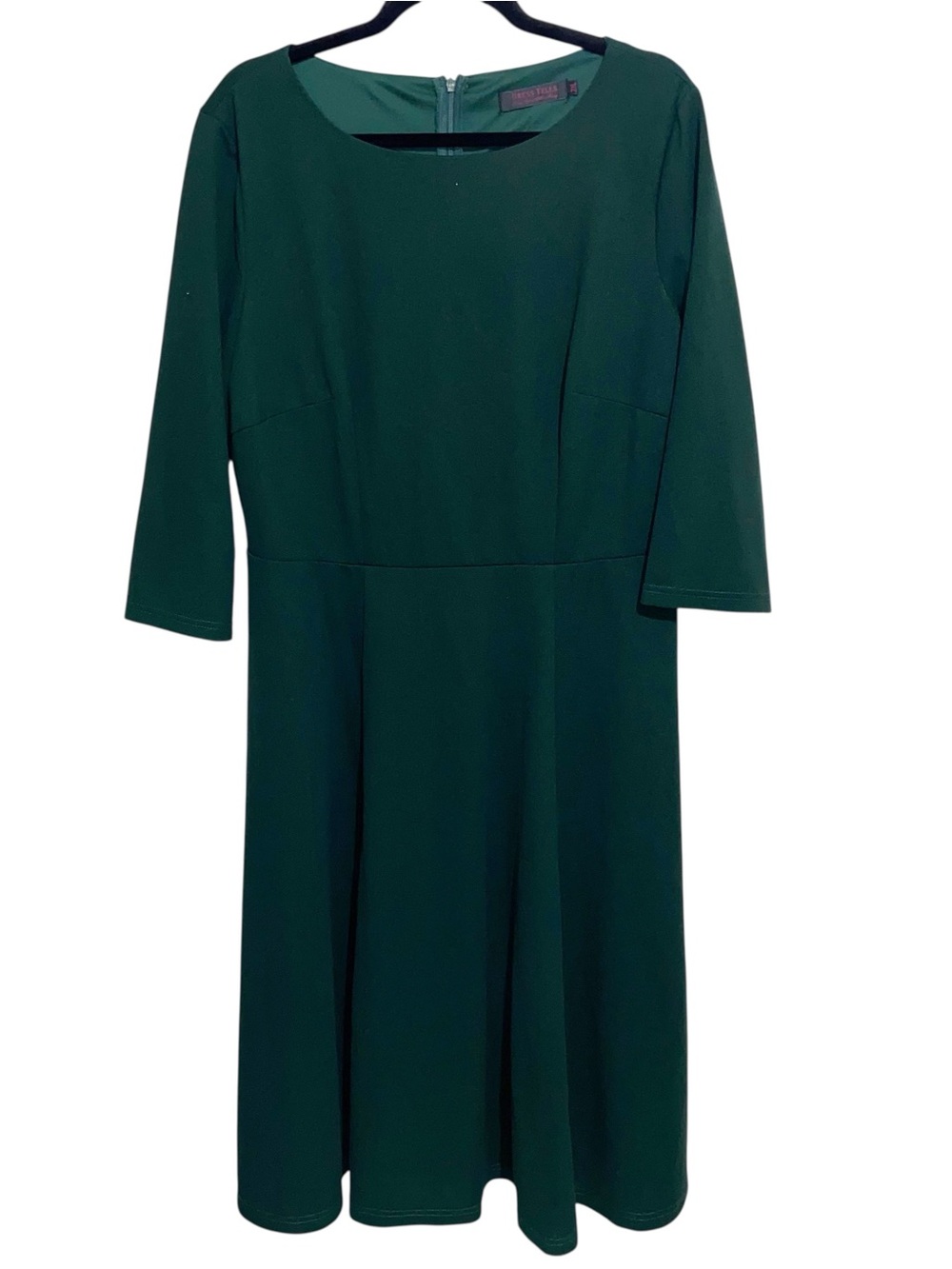 Dress Tells Dress  Womens Plus Size 2XL Dark Green Stretch Retro Holiday Party